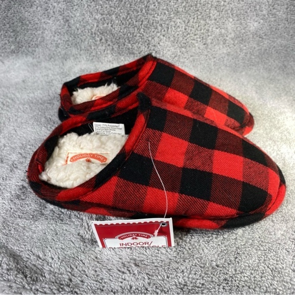 Holiday Times Toddler Slippers Plaid Size 9-10 New‎ With Tags Slip On